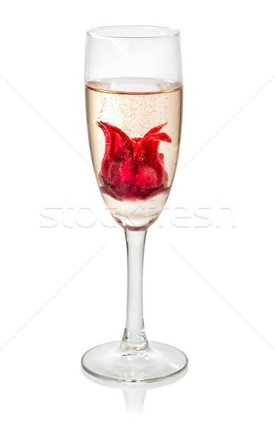 Champagne cocktail with hibiscus flower Stock photo © Zerbor