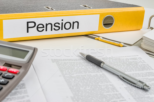 Carpeta etiqueta pensión pluma seguridad escritorio Foto stock © Zerbor