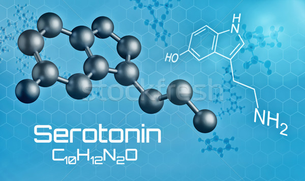 Three-dimensional molecular model of Serotonin - 3d render Stock photo © Zerbor