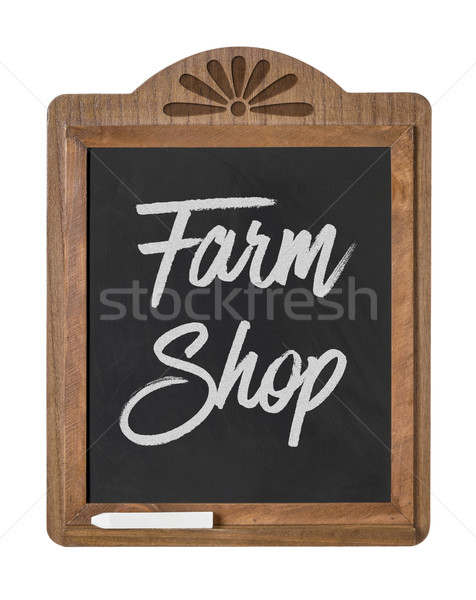 A chalkboard sign on a white background - Farm Shop Stock photo © Zerbor