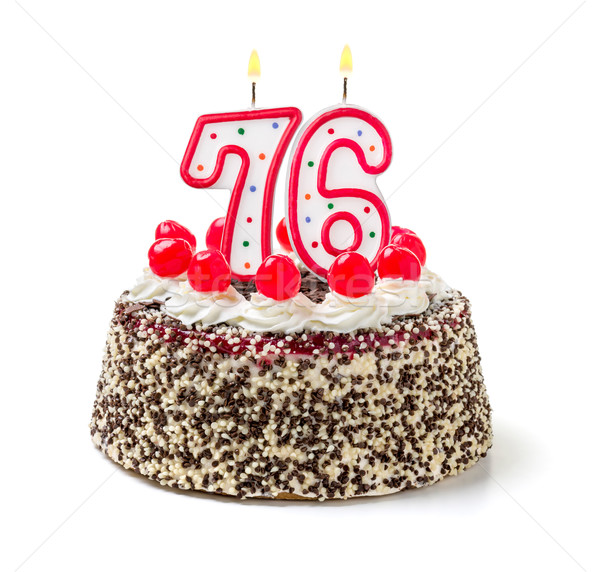 Birthday cake with burning candle number 76 Stock photo © Zerbor