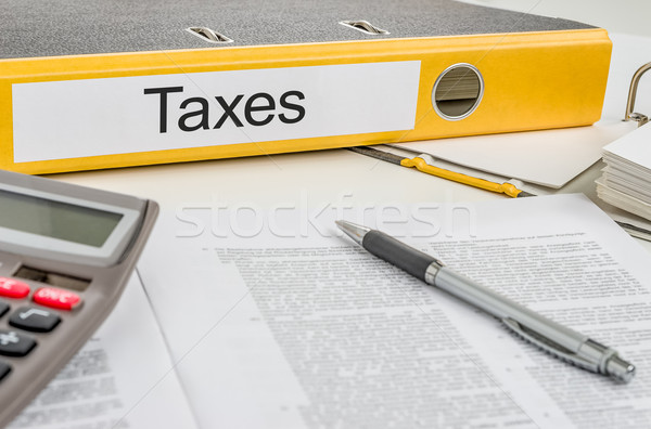 Ordner Label Steuern Stift Schreibtisch zurück Stock foto © Zerbor