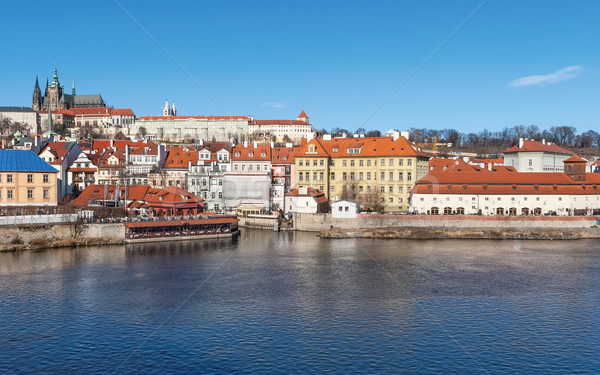Old town and Prague castle with river Vltava, Czech Republic Stock photo © Zhukow