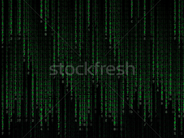 Green binary code on black background Stock photo © Zhukow
