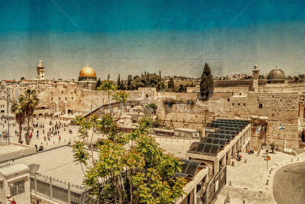 Western Wall,Temple Mount, Jerusalem. Photo in old color image style. Stock photo © Zhukow