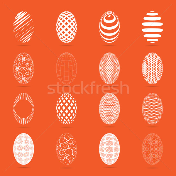 Stock photo: Easter eggs on a orange background