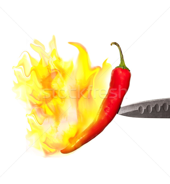 red pepper in flames isolated on white background Stock photo © Zhukow
