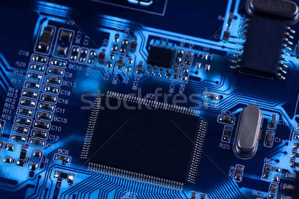 macro photo of electronic circuit. PCB on the lighting. Stock photo © Zhukow