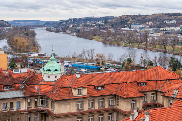 Prague panorama view from Vysehrad Stock photo © Zhukow