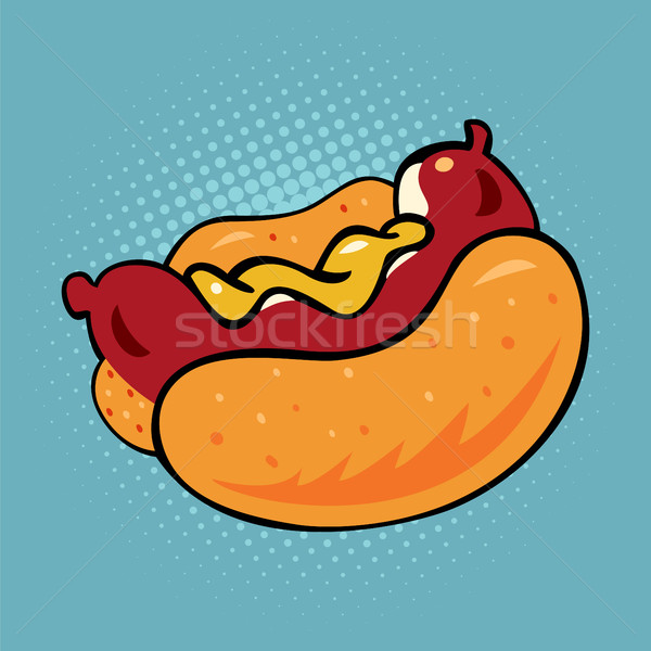 Hot dog fast food vector pop art stil retro restaurante Imagine de stoc © Zhukow