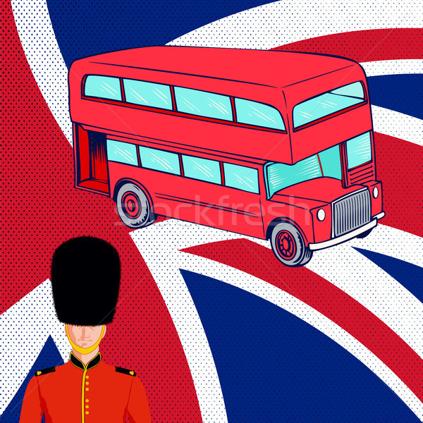 британский красный автобус королевский гвардии флаг Сток-фото © Zhukow