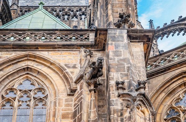 Fragments of sculptures in the Cathedral church Sacred Vitus Stock photo © Zhukow