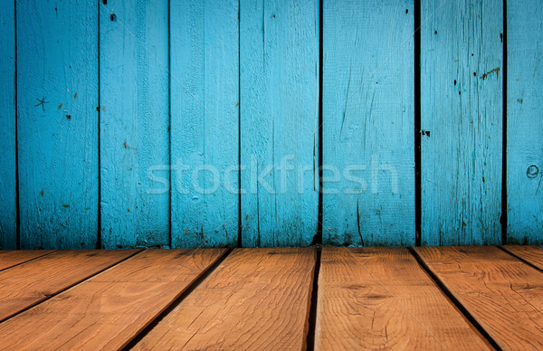 Oude grunge interieur Blauw houten Geel Stockfoto © Zhukow