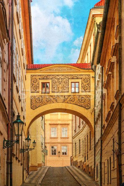 Street of Prague, Czech Republic, old color image style. Stock photo © Zhukow