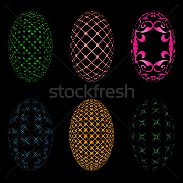 Stock photo: Easter eggs on a black background