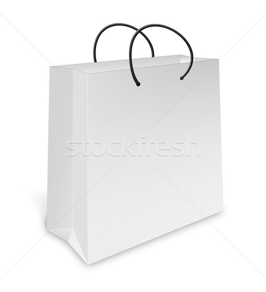 Foto stock: Um · clássico · branco · bolsa · de · compras · isolado