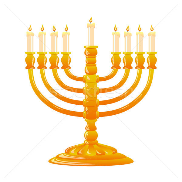 Hanukkah golden menorah with burning candles. Stock photo © Zhukow