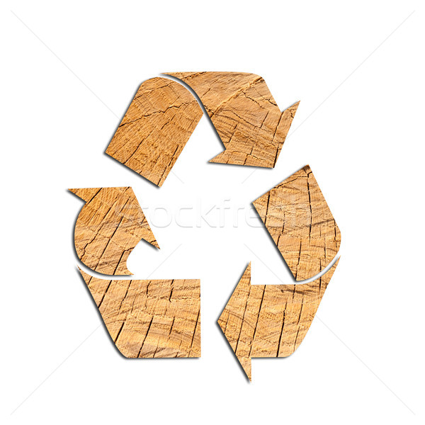 Recycle Logo From wood with Clipping Path Stock photo © Zhukow