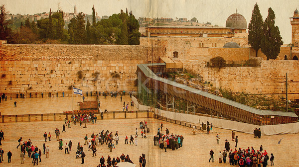 Western Wall,Temple Mount, Jerusalem.Photo in old color image style. Stock photo © Zhukow