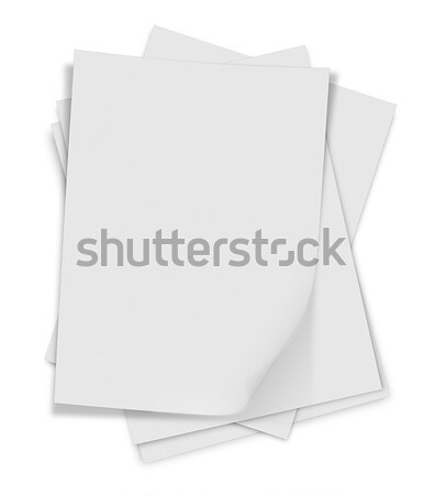 close up of stack of papers with curl on white background Stock photo © Zhukow