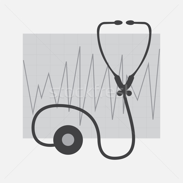 Grayscale ECG and Stethoscope  isolated in white Stock photo © Zhukow