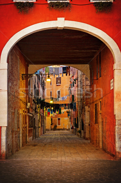 Old Venetian yard, Italy.Photo in old color image style. Stock photo © Zhukow