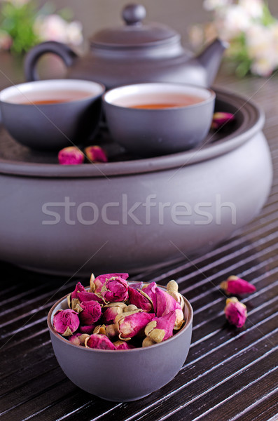 Secado aumentó utilizado té ceremonia madera Foto stock © zia_shusha