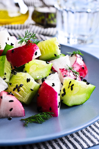 Stock photo: Salad of radish and cucumber