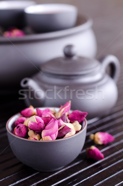 Secado aumentó utilizado té ceremonia madera Foto stock © zia_shusha