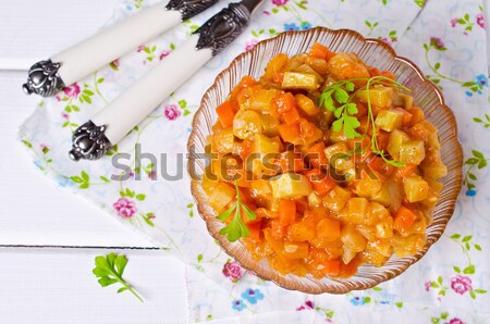 Bab zöldségek bab saláta fehér tányér Stock fotó © zia_shusha