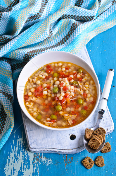 Soup with small pasta, vegetables and pieces of meat Stock photo © zia_shusha