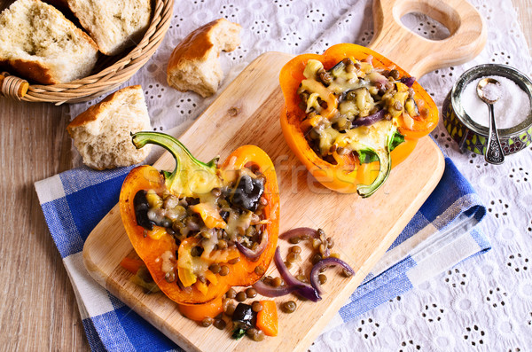 Stock photo: Lentils with roasted vegetables in paprika