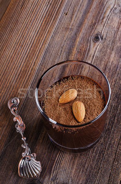 Шоколадный мусс стекла прозрачный продовольствие древесины пить Сток-фото © zia_shusha