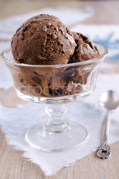 アイスクリーム チョコレート ガラス サンデー 皿 ストックフォト © zia_shusha