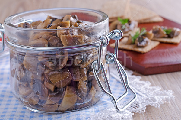 Champignons haché cuit verre jar alimentaire [[stock_photo]] © zia_shusha