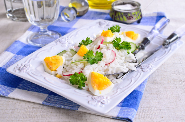 Fehér rizs retek uborka tojások nyers Stock fotó © zia_shusha