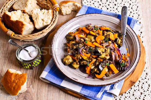 Foto stock: Cozinhado · legumes · berinjela · cebolas · comida