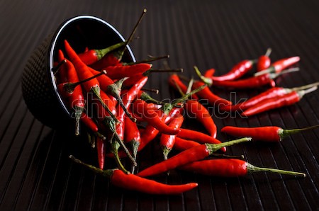 Pimentón pimienta rojo crudo negro superficie Foto stock © zia_shusha