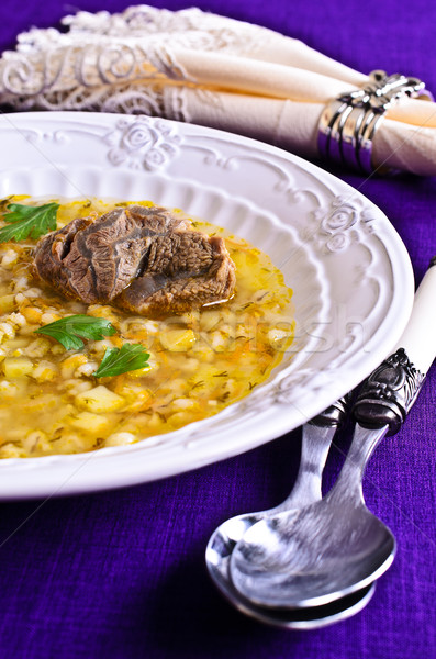 Soup with pearl barley and meat Stock photo © zia_shusha