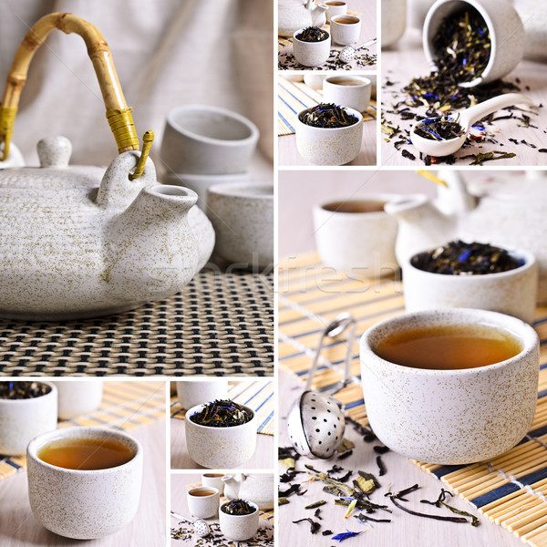 Collage of photos with black tea Stock photo © zia_shusha