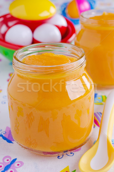 Bebê nutrição alimentos para bebês laranja cor vidro Foto stock © zia_shusha