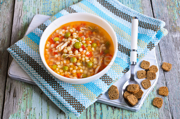 Soup with small pasta, vegetables and pieces of meat Stock photo © zia_shusha