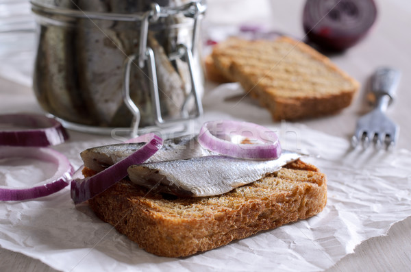 Sandwich with anchovies Stock photo © zia_shusha