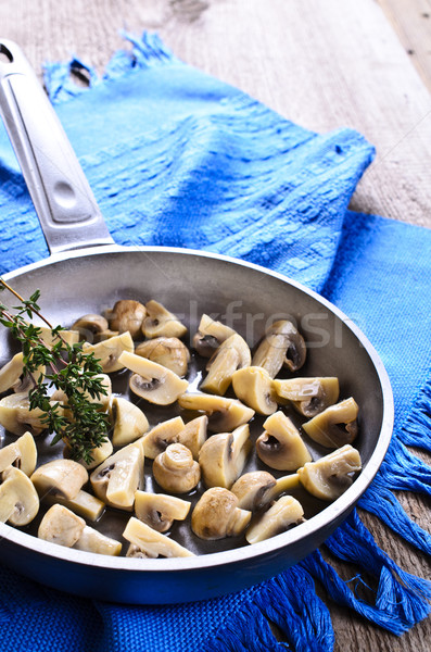 Stockfoto: Champignons · schaal · gekookt · tak · voedsel · olie