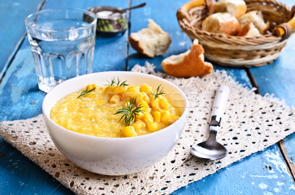 玉米 湯 地面 豆類 黃色 盤 商業照片 © zia_shusha