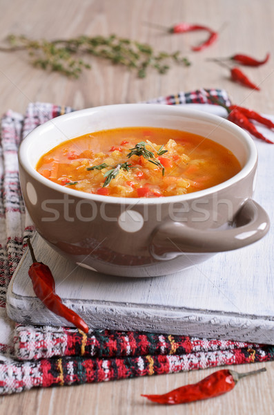 Soup of red lentils and vegetables Stock photo © zia_shusha