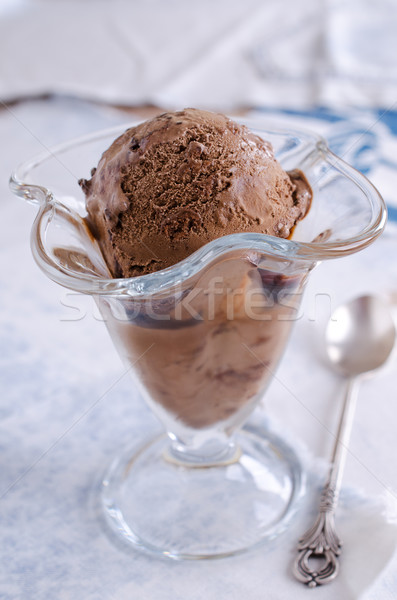 Ijs chocolade glas ijscoupe schotel Stockfoto © zia_shusha