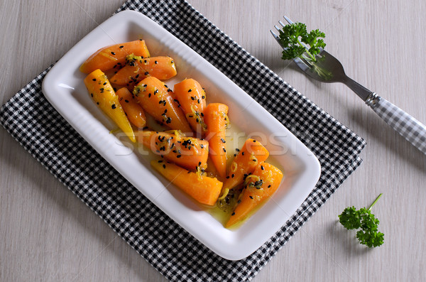 Entremés zanahorias bebé negro tenedor Foto stock © zia_shusha