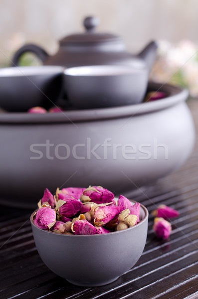 Secado aumentó utilizado té ceremonia madera Foto stock © zia_shusha