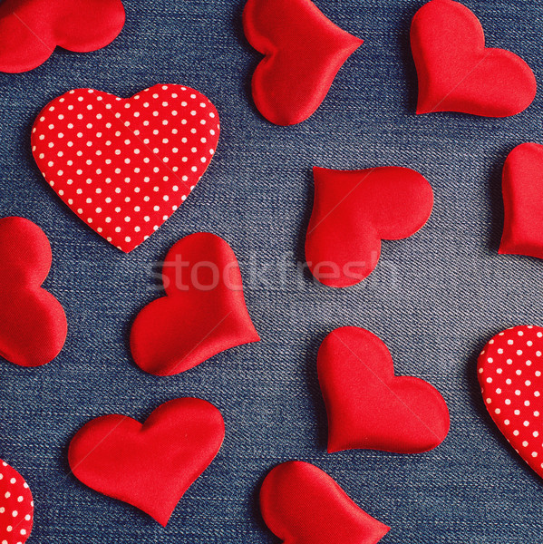 Brim decorativo vermelho corações textura Foto stock © zia_shusha